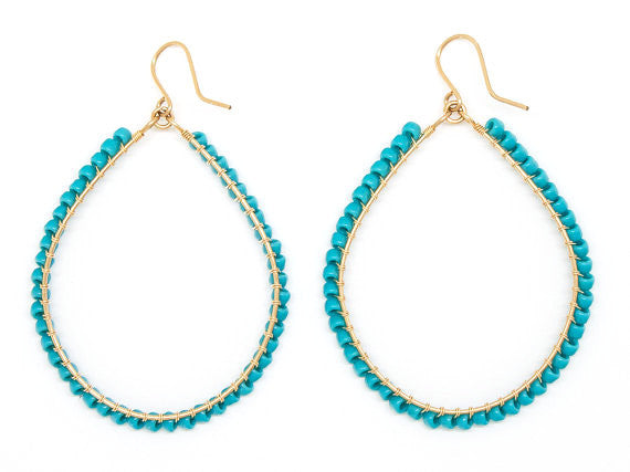 Turquoise Wrapped Hoops
