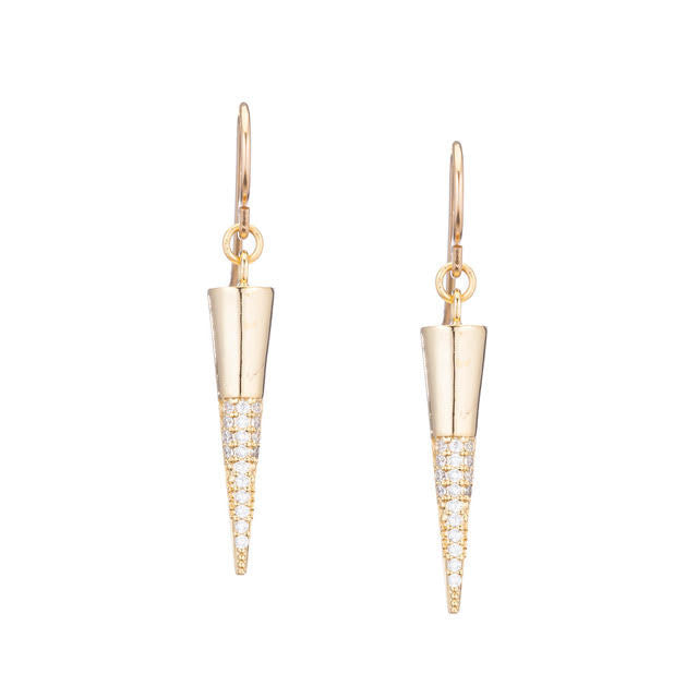 Gold Crystal Cone Dangle Earrings